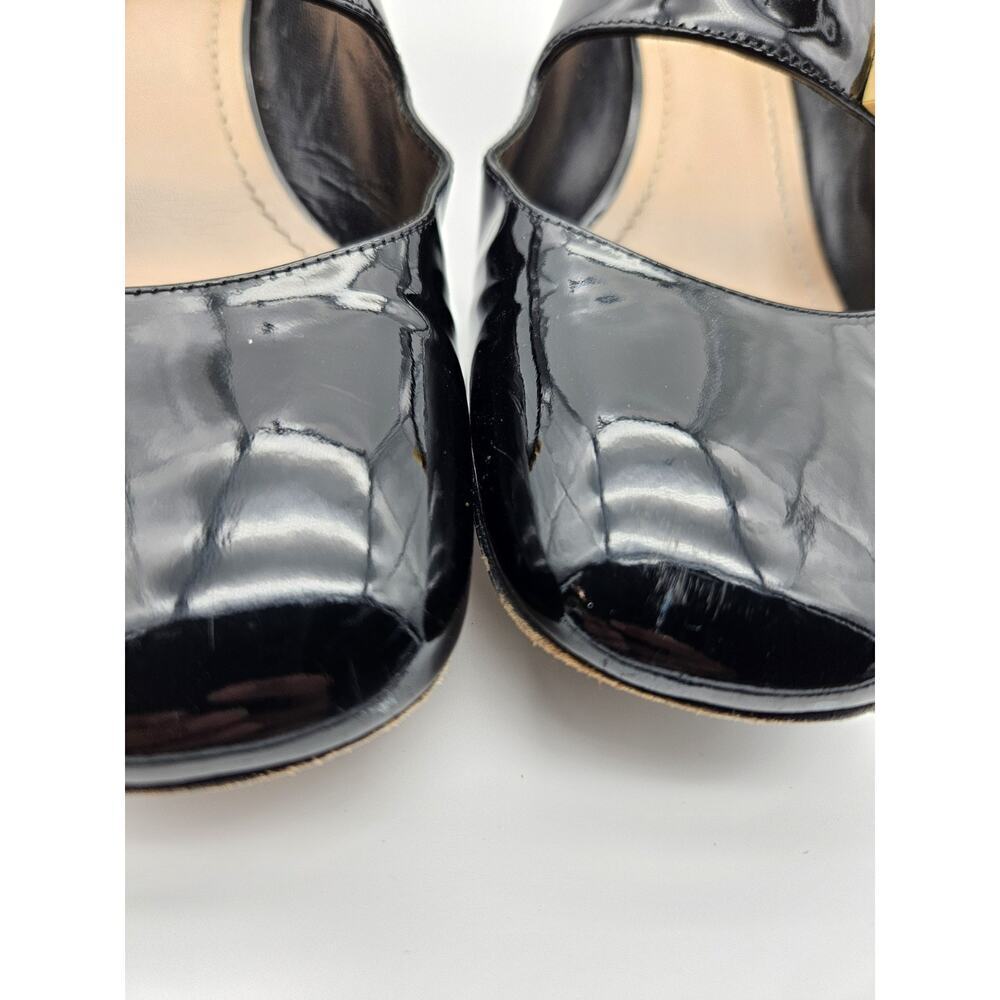 DIOR Baby D Mary Jane Ballet Pumps Black Patent Leather Gold Logo sz 39.5 - Picture 9 of 14